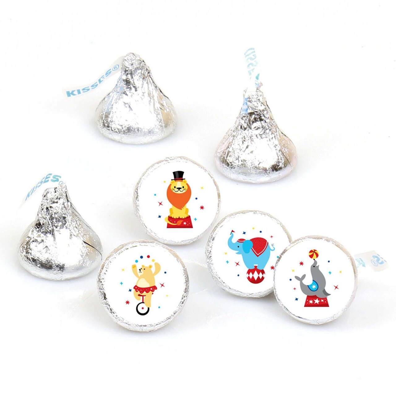 Big Dot of Happiness Carnival - Step Right Up Circus - Carnival Themed Round Candy Sticker Favors - Labels Fits Chocolate Candy (1 sheet of 108)